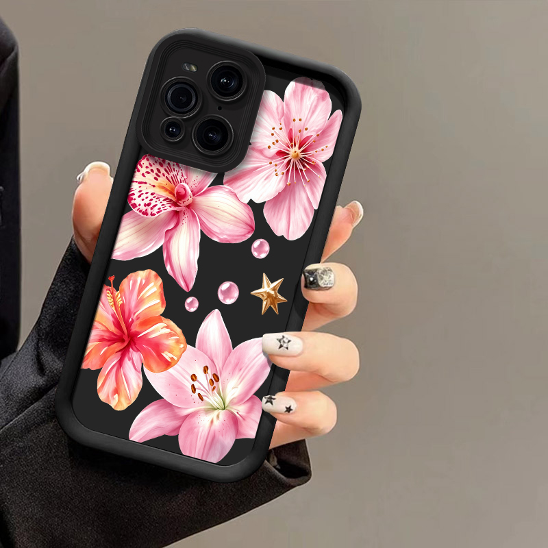 Oppo Find X8 - غطاء هاتف بنقشة زهرة الزنبق الوردية،